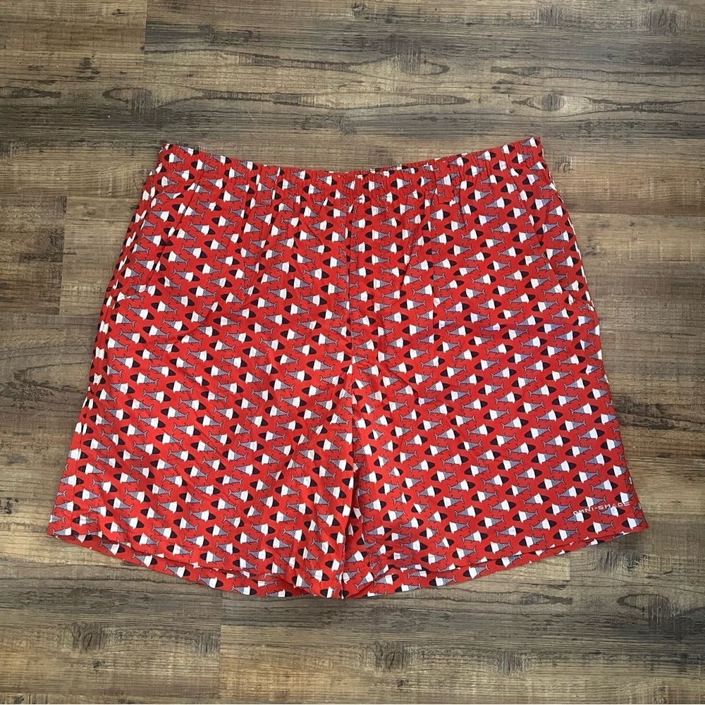 Columbia PFG Men’s Red Omni-Shade Fish Print Swim Trucks Size XL
